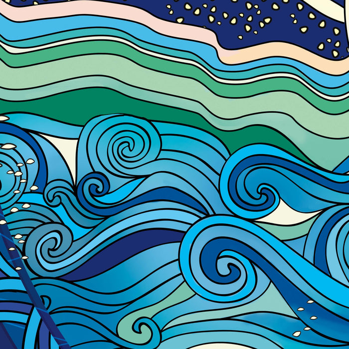 Sea Sun Boho Bedding Set – Ocean Waves Duvet Cover & Vintage Comforter by ShopyLand, B186