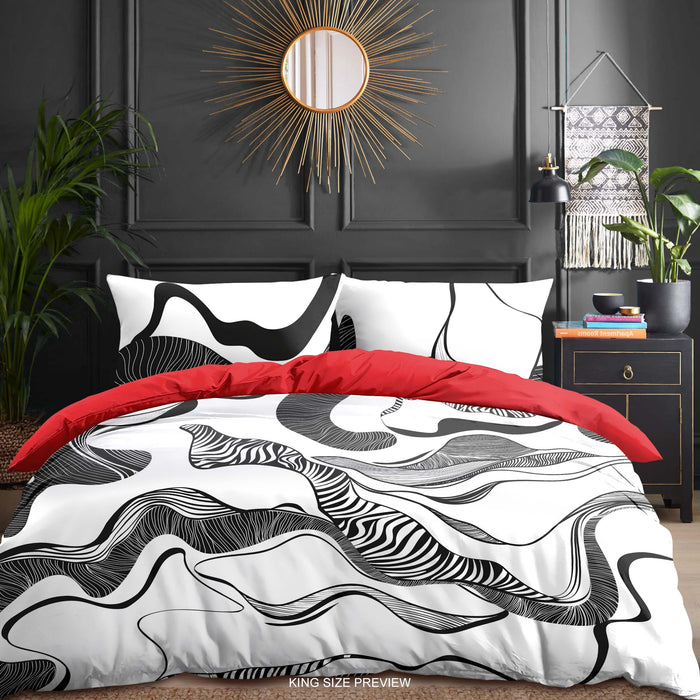 Modern Black and White Bedding Set – Abstract Monochrome Duvet Cover and Minimalist Comforter – Artistic Bedroom Decor –by ShopyLand, B194