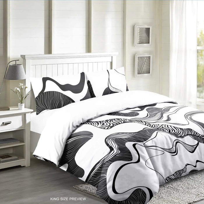 Modern Black and White Bedding Set – Abstract Monochrome Duvet Cover and Minimalist Comforter – Artistic Bedroom Decor –by ShopyLand, B194