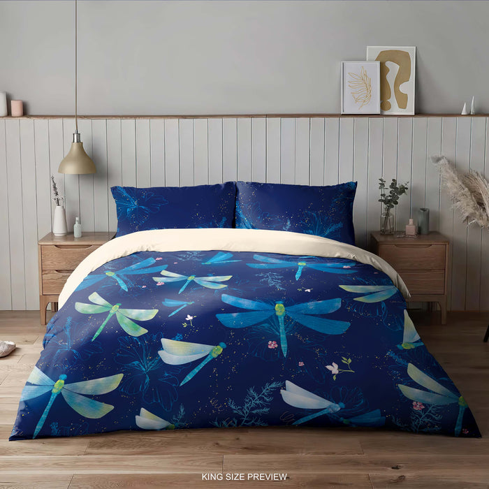 Dragonfly Bedding Set – Contemporary Boho Duvet Cover – Artistic Bed Cover – Nature-Inspired Bedroom Look by ShopyLand, B198