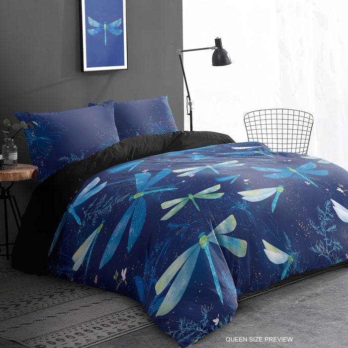 Dragonfly Bedding Set – Contemporary Boho Duvet Cover – Artistic Bed Cover – Nature-Inspired Bedroom Look by ShopyLand, B198