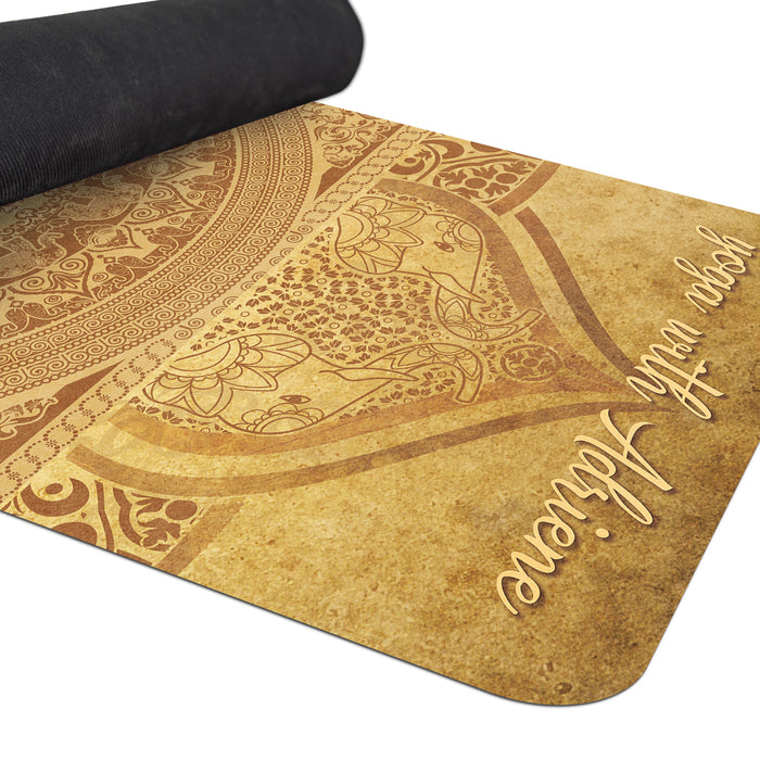 Персонализирана постелка за йога Gold Mandala, фитнес килимче Gold Design Mandala Harmony, противоплъзгаща постелка за пилатес Sacred Mandala, Y58