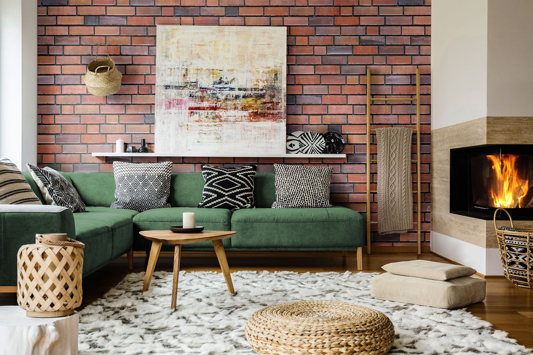 Industrial Rustic Clinker Brick Wallpaper – Realistic Brick Wall Mural for Modern Interiors by ShopyLand, W218