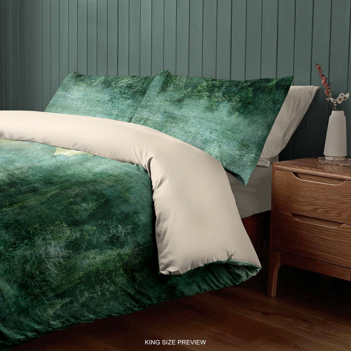 Woodland Bedding Set – Green Pine Forest Duvet Cover – Retro Nature Comforter Set – Cabin, Rustic, Outdoorsy Bedroom Decor by ShopyLand, B201