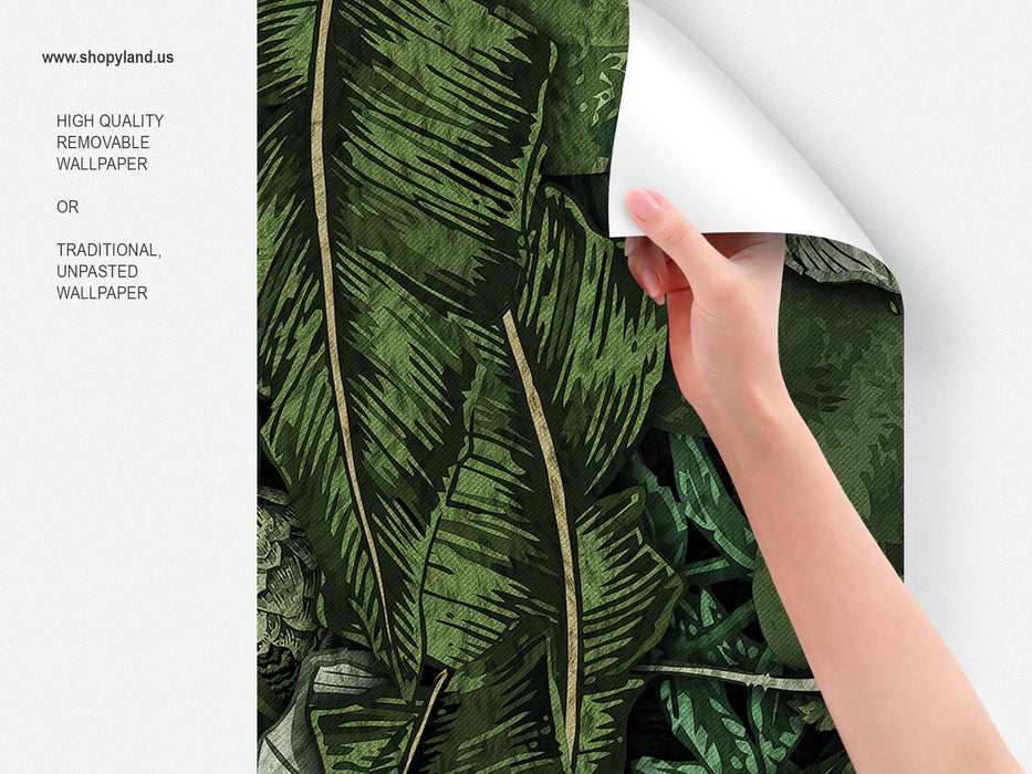 Tropical Parrot Botanical Wallpaper – Vibrant Jungle Birds Wall Mural - Peel & Stick or Traditional Installation by ShopyLand, W205