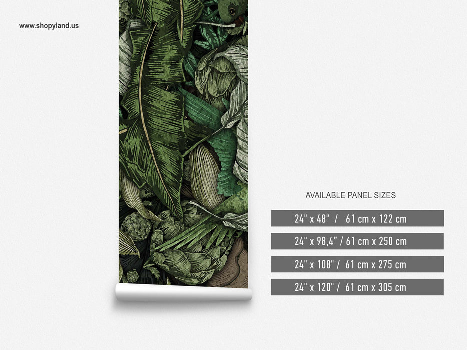 Tropical Parrot Botanical Wallpaper – Vibrant Jungle Birds Wall Mural - Peel & Stick or Traditional Installation by ShopyLand, W205