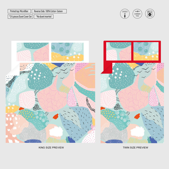 Funda nórdica moderna de algodón – Juego de cama estilo acuarela con formas abstractas – Decoración contemporánea para dormitorio de ShopyLand, B215