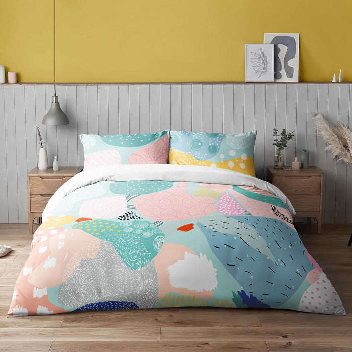 Funda nórdica moderna de algodón – Juego de cama estilo acuarela con formas abstractas – Decoración contemporánea para dormitorio de ShopyLand, B215