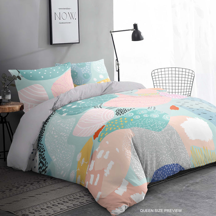 Funda nórdica moderna de algodón – Juego de cama estilo acuarela con formas abstractas – Decoración contemporánea para dormitorio de ShopyLand, B215