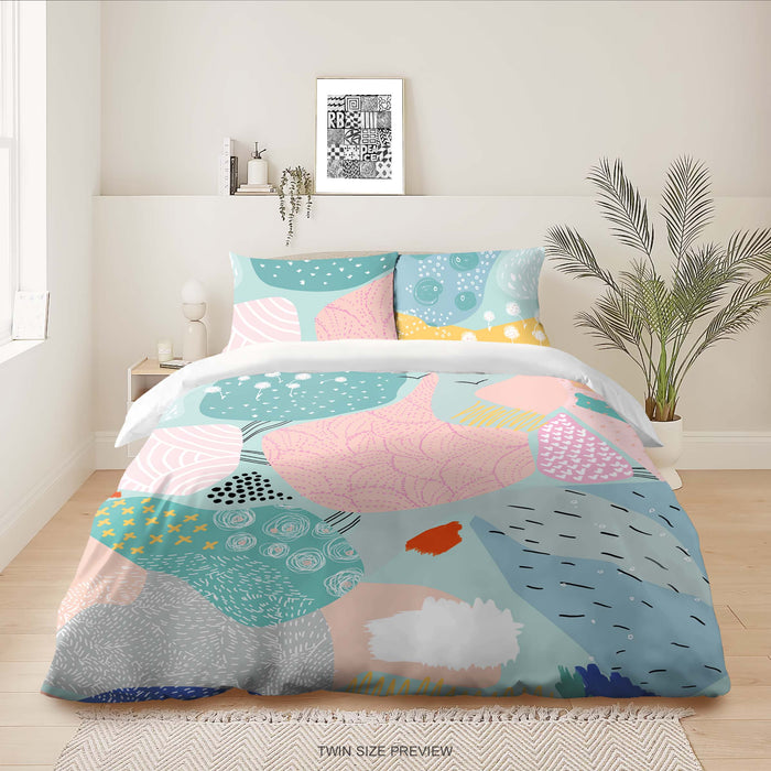 Funda nórdica moderna de algodón – Juego de cama estilo acuarela con formas abstractas – Decoración contemporánea para dormitorio de ShopyLand, B215