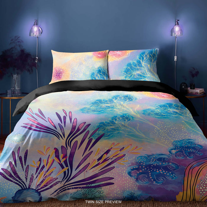 Juego de cama Ocean Life: edredón y funda nórdica de acuarela, sábanas costeras bohemias, decoración de dormitorio Sea Life de ShopyLand, B216