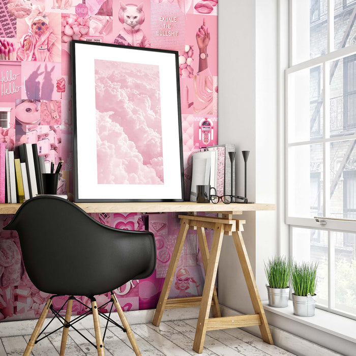 Fashion Pink Passion Aesthetic Collage Wallpaper - Trendy Pink Wall Mural - Peel and Stick or Non-Pasted Wall Décor by ShopyLand, W221