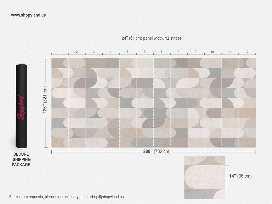 Bauhaus Style Wallpaper – Abstract Geometric Shapes Wall Mural - Peel & Stick or Traditional Wall Decor by ShopyLand, W224