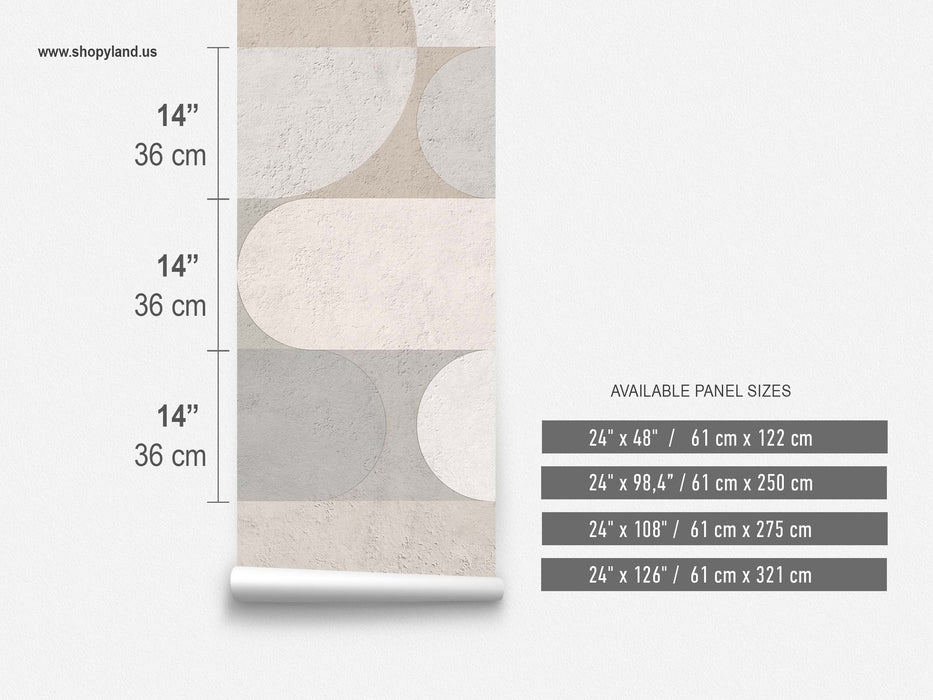 Bauhaus Style Wallpaper – Abstract Geometric Shapes Wall Mural - Peel & Stick or Traditional Wall Decor by ShopyLand, W224