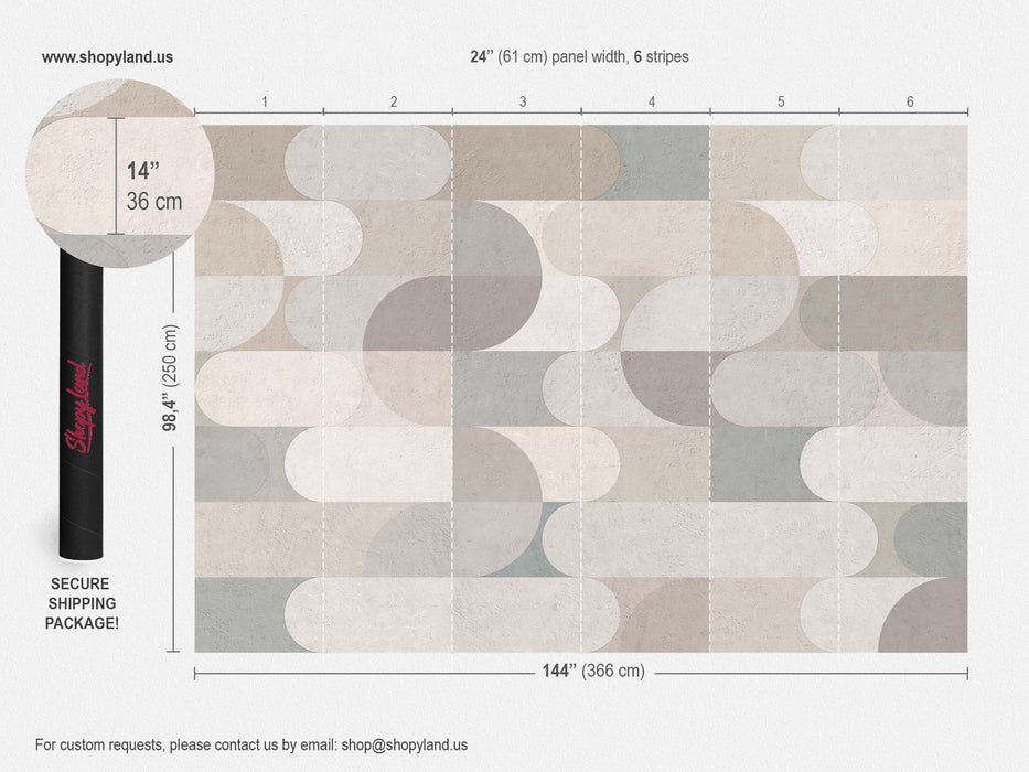 Bauhaus Style Wallpaper – Abstract Geometric Shapes Wall Mural - Peel & Stick or Traditional Wall Decor by ShopyLand, W224