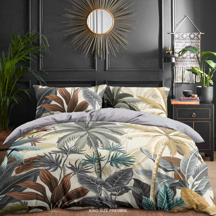 Juego de cama de hojas de palmera – Funda nórdica y edredón de selva – Sábanas de hojas tropicales – Decoración botánica verde para dormitorio de ShopyLand, B224