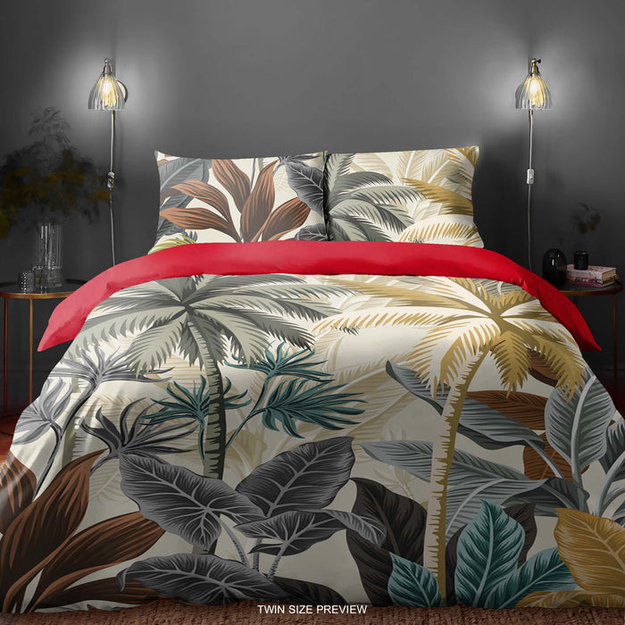 Juego de cama de hojas de palmera – Funda nórdica y edredón de selva – Sábanas de hojas tropicales – Decoración botánica verde para dormitorio de ShopyLand, B224