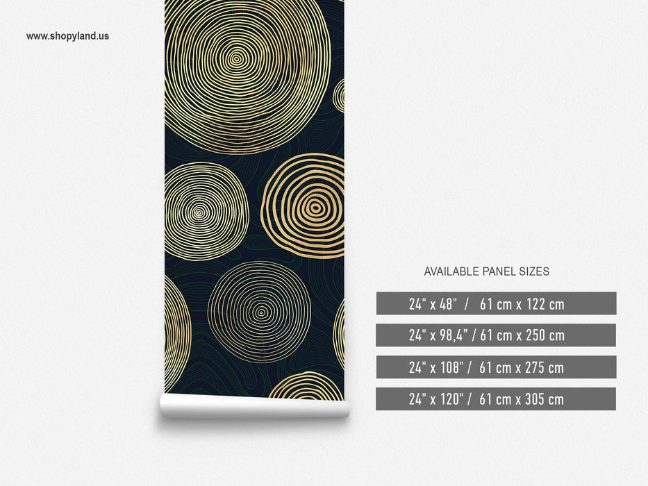 Geometric Circles Wallpaper – Modern Abstract Wall Mural in Urban Twilight Tones – Peel & Stick or Unpasted Wallcovering by ShopyLand, W230