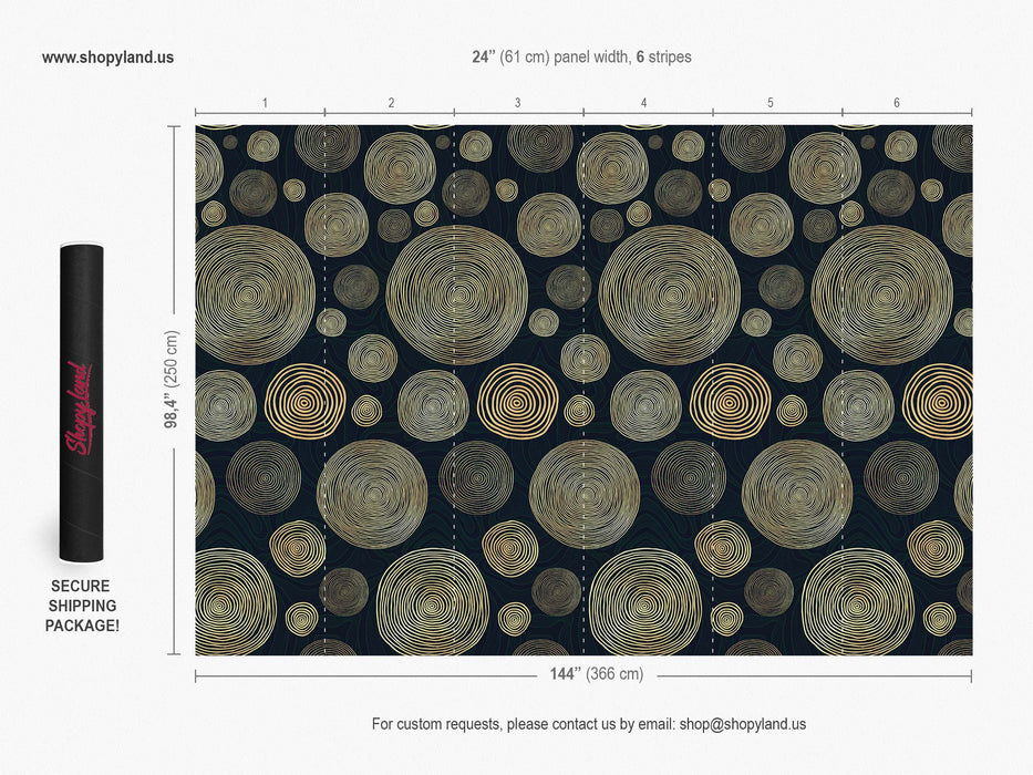 Geometric Circles Wallpaper – Modern Abstract Wall Mural in Urban Twilight Tones – Peel & Stick or Unpasted Wallcovering by ShopyLand, W230