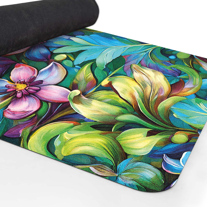 Colorful Floral Yoga Mat – Artistic Botanical Design – Non Slip Eco-Friendly Exercise Mat for Home or Studio by ShopyLand, Y230