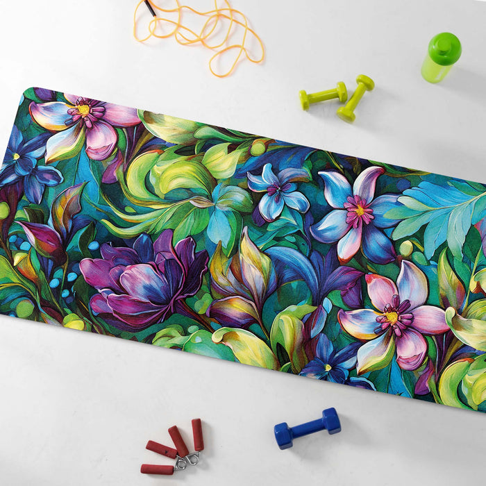 Colorful Floral Yoga Mat – Artistic Botanical Design – Non Slip Eco-Friendly Exercise Mat for Home or Studio by ShopyLand, Y230