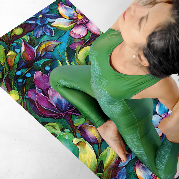 Colorful Floral Yoga Mat – Artistic Botanical Design – Non Slip Eco-Friendly Exercise Mat for Home or Studio by ShopyLand, Y230