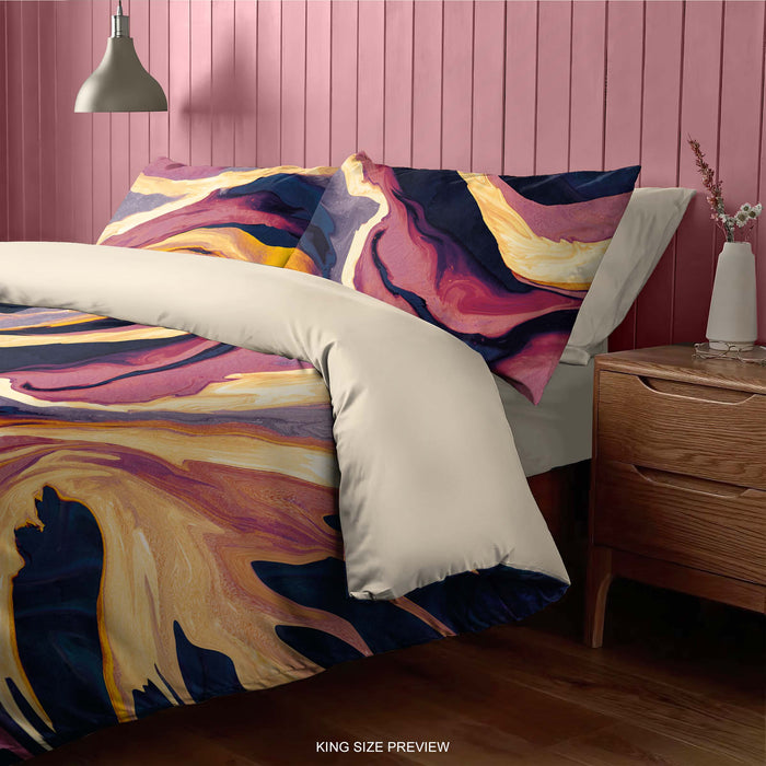 Juego de cama con formas fluidas – Funda nórdica bohemia – Edredón de inspiración mármol – Ropa de cama de estilo vintage para dormitorios artísticos de ShopyLand, B233