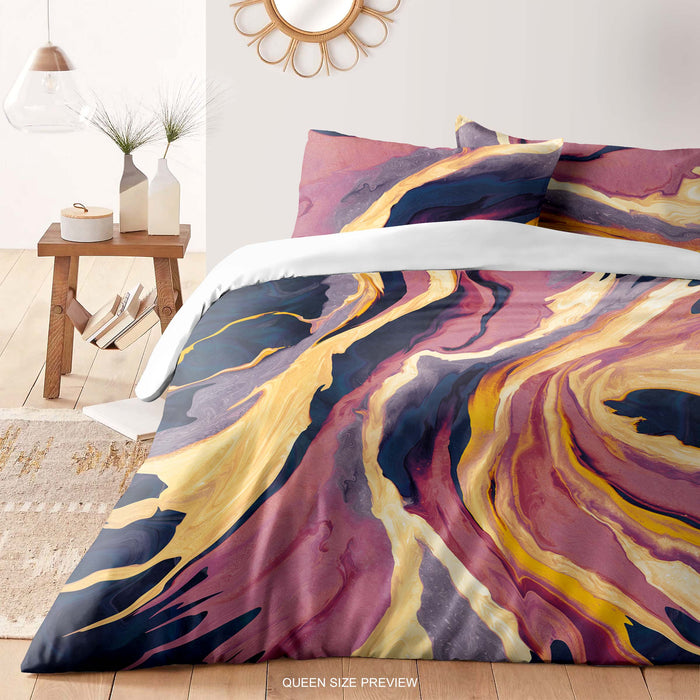 Juego de cama con formas fluidas – Funda nórdica bohemia – Edredón de inspiración mármol – Ropa de cama de estilo vintage para dormitorios artísticos de ShopyLand, B233