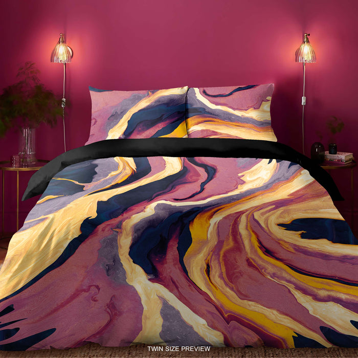 Juego de cama con formas fluidas – Funda nórdica bohemia – Edredón de inspiración mármol – Ropa de cama de estilo vintage para dormitorios artísticos de ShopyLand, B233