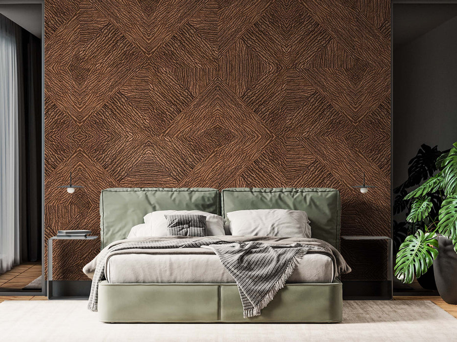 Rustic Geometric Bark Wallpaper – Weathered Bark Aesthetic Wall Mural - Sustainable Natural Wood Aesthetic by ShopyLand, W236