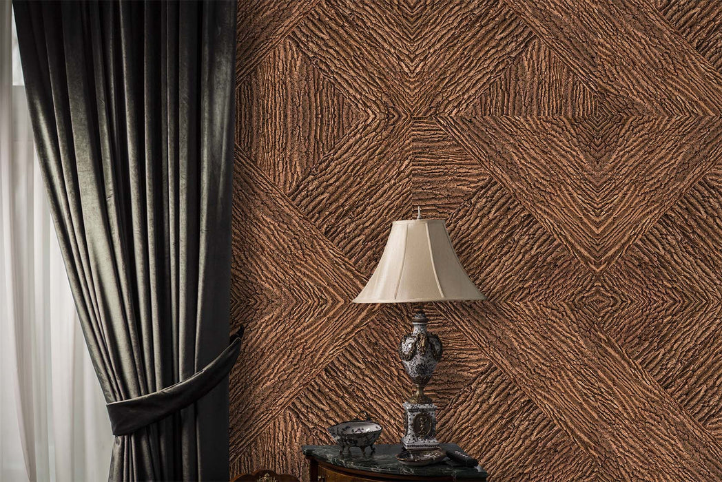 Rustic Geometric Bark Wallpaper – Weathered Bark Aesthetic Wall Mural - Sustainable Natural Wood Aesthetic by ShopyLand, W236