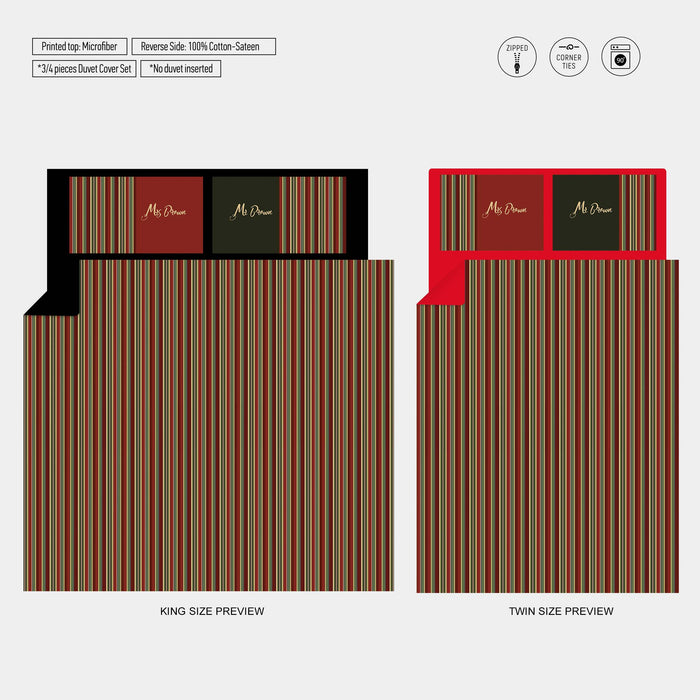 Vintage Stripes Bedding Set – Stretching Room Duvet Cover – Designer Comforter – Personalized Bed Set by ShopyLand, B248