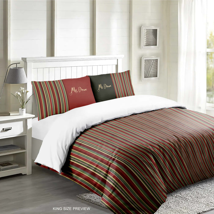 Vintage Stripes Bedding Set – Stretching Room Duvet Cover – Designer Comforter – Personalized Bed Set by ShopyLand, B248