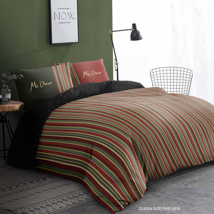 Vintage Stripes Bedding Set – Stretching Room Duvet Cover – Designer Comforter – Personalized Bed Set by ShopyLand, B248