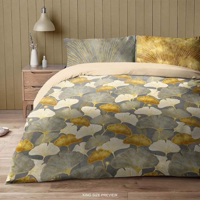 Botanical Duvet Cover – Ginkgo Bedding Set – Nature Inspired Duvet Cover & Shams by ShopyLand, B257