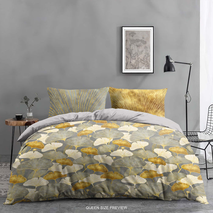 Botanical Duvet Cover – Ginkgo Bedding Set – Nature Inspired Duvet Cover & Shams by ShopyLand, B257