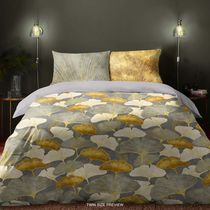 Botanical Duvet Cover – Ginkgo Bedding Set – Nature Inspired Duvet Cover & Shams by ShopyLand, B257