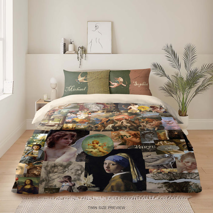 Juego de cama en colores pastel – Funda nórdica con formas abstractas – Edredón suave de inspiración vintage – Juego de sábanas minimalista y artístico de ShopyLand, B274