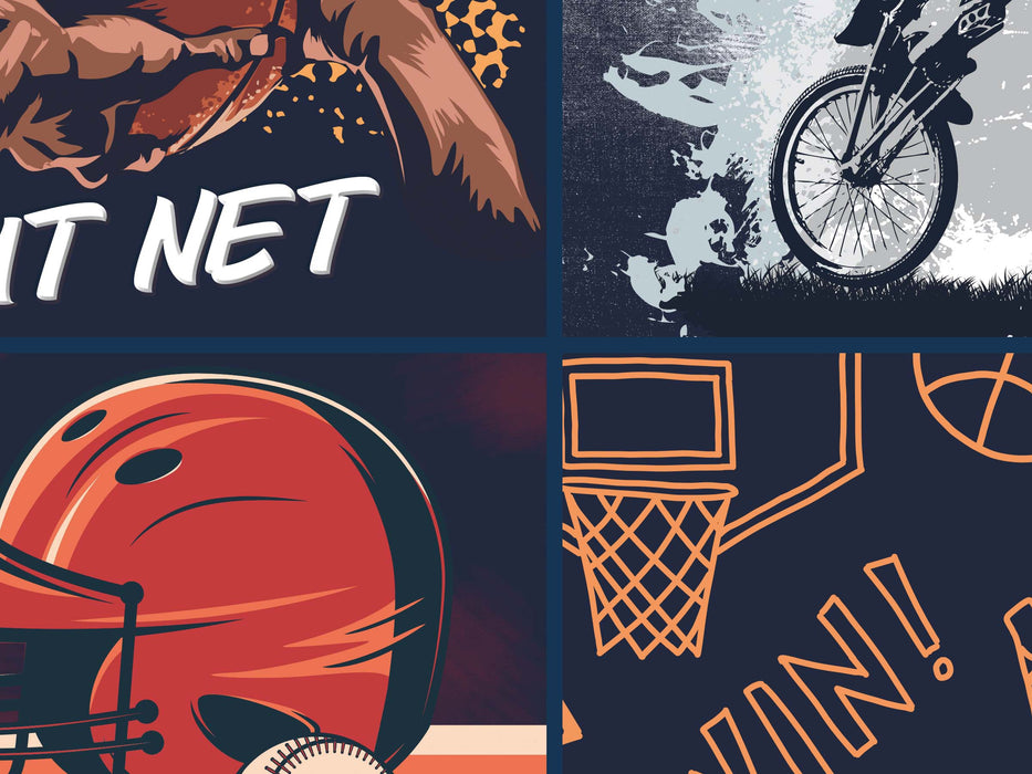 All-Star Sports Bedding Set - Urban Sports Patchwork Duvet Cover - Sports Collage Sheet Set by ShopyLand, B275