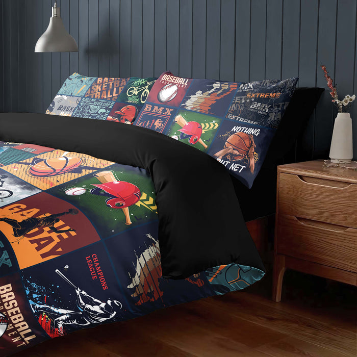 All-Star Sports Bedding Set - Urban Sports Patchwork Duvet Cover - Sports Collage Sheet Set by ShopyLand, B275