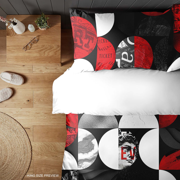 Red Black Abstract Bedding Set – Modern Graphic Duvet Cover with Bold Contemporary Design by ShopyLand, B276