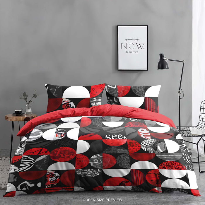Red Black Abstract Bedding Set – Modern Graphic Duvet Cover with Bold Contemporary Design by ShopyLand, B276