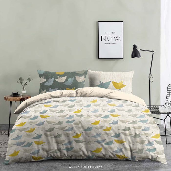 Retro Bird Duvet Cover - Modern Scandinavian Bedding Set - Geometric Bird Pattern Comforter by ShopyLand, B278