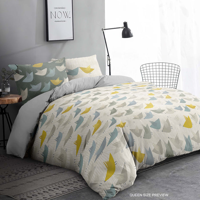 Retro Bird Duvet Cover - Modern Scandinavian Bedding Set - Geometric Bird Pattern Comforter by ShopyLand, B278