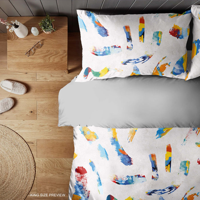 Juego de cama "Sueños de acuarela" – Funda nórdica con pinceladas abstractas – Sábanas pintadas a mano – Edredón con líneas de pincel de ShopyLand, B280