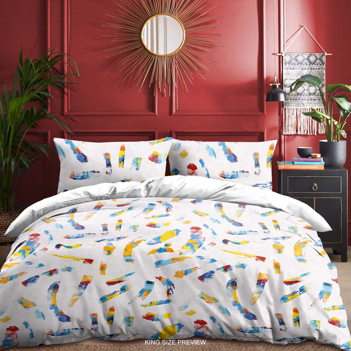Juego de cama "Sueños de acuarela" – Funda nórdica con pinceladas abstractas – Sábanas pintadas a mano – Edredón con líneas de pincel de ShopyLand, B280