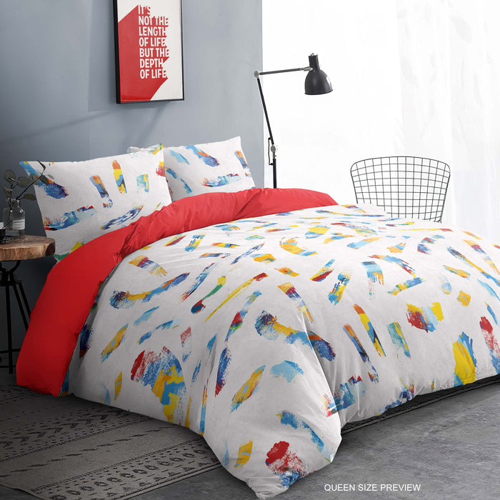 Juego de cama "Sueños de acuarela" – Funda nórdica con pinceladas abstractas – Sábanas pintadas a mano – Edredón con líneas de pincel de ShopyLand, B280
