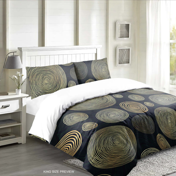 Juego de cama con estampado circular moderno – Edredón y fundas de almohada Urban Twilight – Edredón de tela de algodón de lujo – Diseño geométrico de ShopyLand, B281