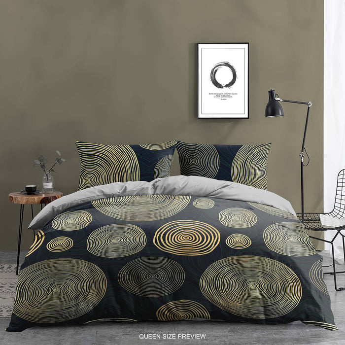 Juego de cama con estampado circular moderno – Edredón y fundas de almohada Urban Twilight – Edredón de tela de algodón de lujo – Diseño geométrico de ShopyLand, B281
