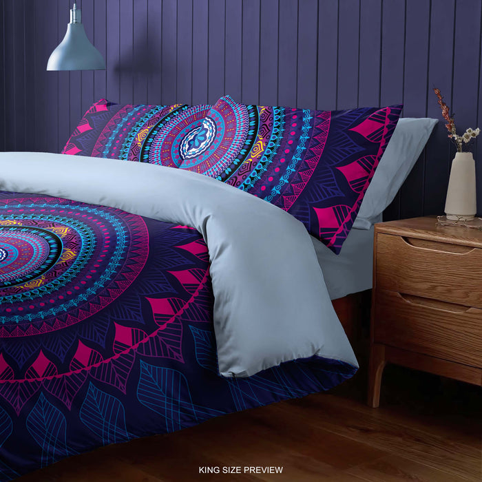 Boho Mandala Bedding Set, Ethnic-Inspired Colorful Comforter Set, Mystical Mandala Design Sheet Set, B30